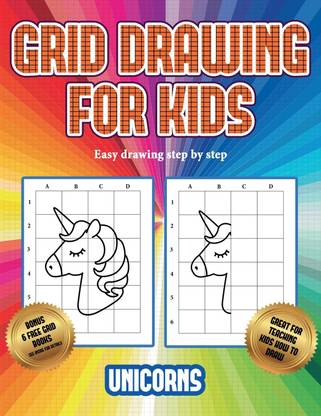 Easy drawing step by step (Grid drawing for kids - Unicorns)