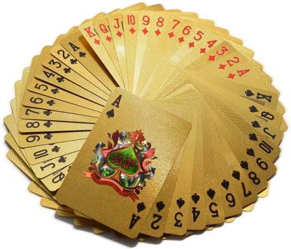 S&P TechoWorld Gold Plated Playing Cards For Magic, Poker, Teen Patti, Nightout Fun, Time-pass (Thick Plastic - Gold)
