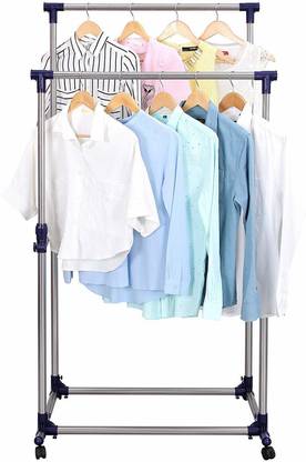 Premsakhi Steel Floor Cloth Dryer Stand Stainless Steel Portable Double Pole Telescoplc Clothes Rack, Foldable Dual Clothes and Garment Hanging Rack, Laundry Drying Stand