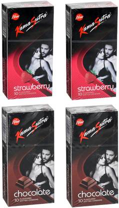 Kamasutra 2 Strawberry and 2 Chocolate Flavoured Dotted Condom Condom