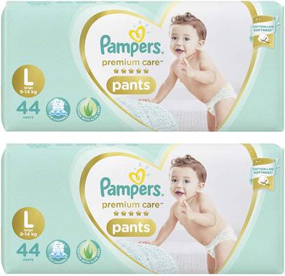 Pampers PREMIUM CARE BABY PANTS, SIZE LARGE, 44 PCS. PACK, COMBO OF 2 - L