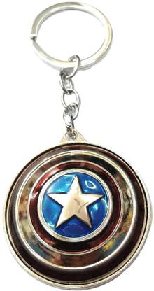 RAJ Silver Captain America Rotating Shield Keyring & Keychain Key Chain