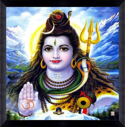 CATALOGWALA God Mahadev Elegant Poster Photo Frame Digital Reprint 12 inch x 12 inch Painting