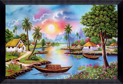 CATALOGWALA Natural Landscape Elegant Painting Photo Frame (12x18 - Inch) Digital Reprint 8 inch x 12 inch Painting