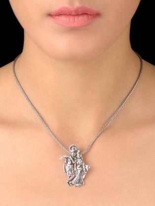 Raviour Lifestyle Radha krishna silver pendant Silver Locket
