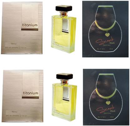 RAMCO 2 Titanium and 2 Scent Black Perfume 100ML Each (Pack of 2) Eau de Parfum  -  400 ml