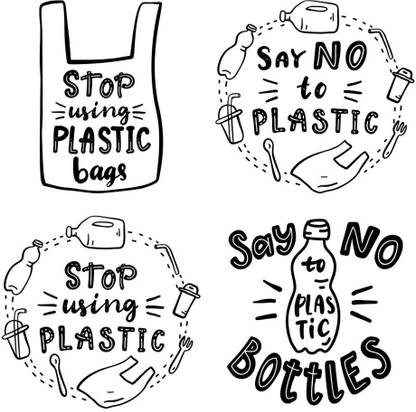 stop using plastic |save environment|NO plastic|save earth|size:12x18 inch|multicolor Paper Print