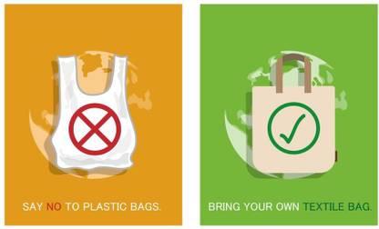 bring your own textile bag |save environment|NO plastic|save earth|size:12x18 inch|multicolor Paper Print