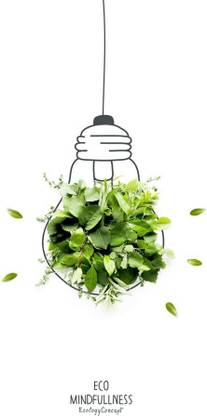 Energy saving eco lamp sticker poster|save earth|save nature|globar warming|size:12x18 inch|multicolor Paper Print