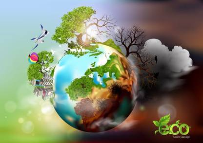 green city on earth beautiful sticker poster|save earth|save nature|globar warming|size:12x18 inch|multicolor Paper Print
