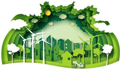 Green eco city sticker poster|save environment Paper Print
