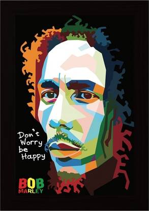 Bob Marley 'Don't Worry Be Happy' Quote Framed Poster Paper Print