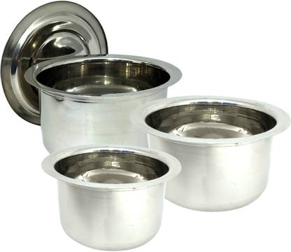 bartan hub Mini Patili/Pot set with lid Tope Set with Lid 500 L, 400 L, 300 L capacity 17 cm, 16 cm, 15 cm diameter