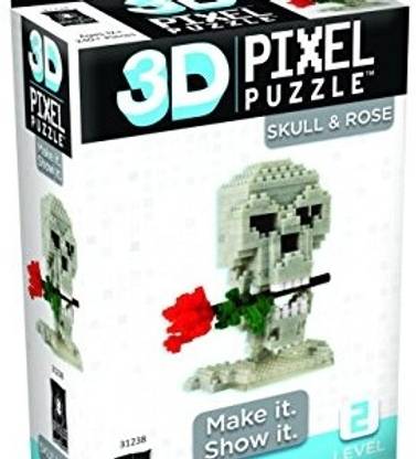 Bepuzzled 3D Pixel Puzzle - Skull & Rose (230+ Pcs)