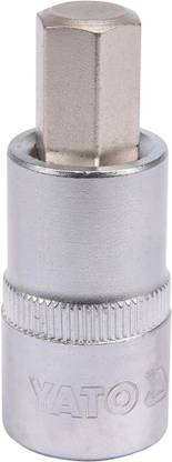 YATO YT-04386 Professional HEX 12mm shaft and 1/2 inch Drive Socket Bit with Chromium Plated for Car or Mechanical Workshop Socket Set