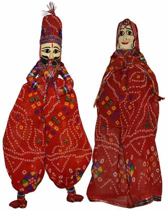 eGharonda Traditional Handcrafted Rajasthani Wood Folk Puppets aka Kathputli Hand Puppets