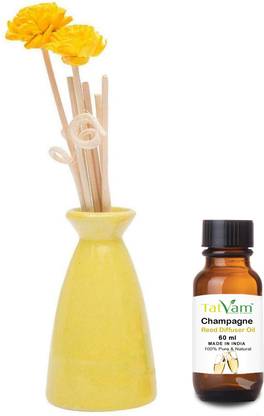 Tatvam Champagne Diffuser Set, Potpourri, Diffuser, Fridge Freshener, Aroma Oil, Refill Scented Reed Diffuser Ceramic Pot Gift