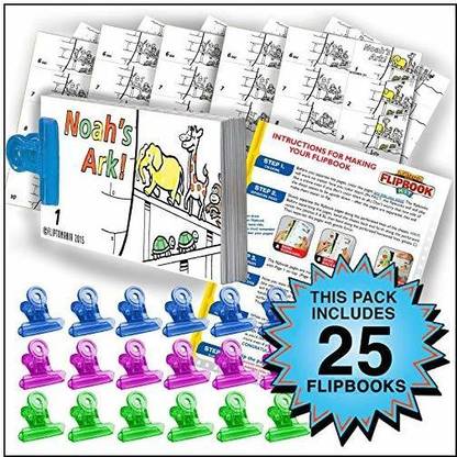 Fliptomania Noah'S Ark Flipbook Animation Activity Pack25 Sets Diy Flip Books Party & Fun Board Game