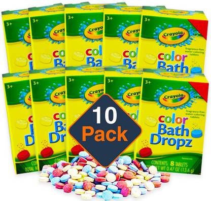 CRAYOLA Color Bath Dropz 80 Tablets -- 10 Boxes Of Bath Drops 8 Tablets Per Box
