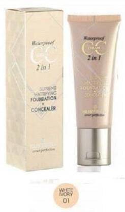 Hilary Rhoda waterproof cc cream 2 in 1 Supreme Mattifying Foundation + Concealer, for Personal-White Concealer
