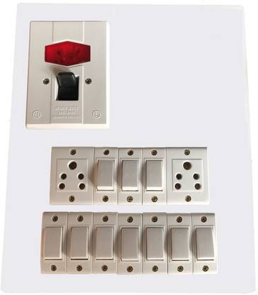 Engarc Wooden Electrical Switch Board (10 Switches,2 Sockets & 1 Dp) 6 A Two Way Electrical Switch