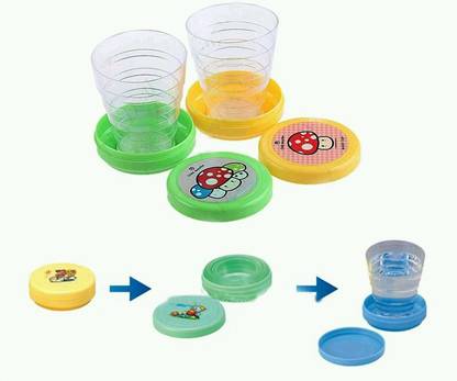 RedHooS Plastic Folding Collapsible Magic Cup (Multicolor) 2 pc Plastic Tumbler