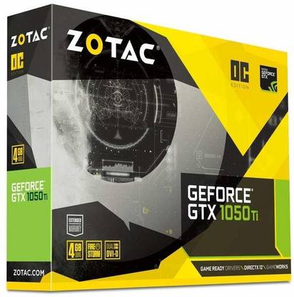 ZOTAC GeForce GTX 1050 Ti OC Edition GDDR5 4 GB NVIDIA Chipset 128 bit 1430 MHz Graphics Card