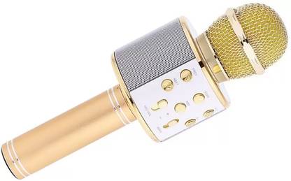 little monkey Portable WS-858 Wireless Handheld Bluetooth Connection Player Speaker 3-in1 Mic for IOS and Andriod System Mobile Phones Microphone Microphone With Recording (Gold) WIRELESS