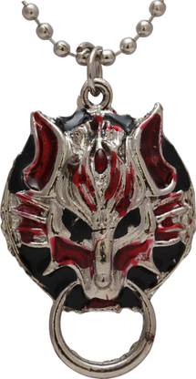 memoir Antique Silver finish Blood smeared tiger head design chain locket Fashion necklace jewellery for Men and Women Silver Brass Pendant