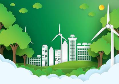 Eco green city sticker poster| Paper Print