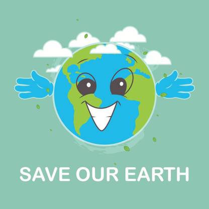 save our earth smiling earth sticker poster Paper Print
