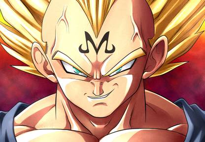 majin vegeta face sticker poster|dragon ball z poster|anime poster|size:12x18 inch|multicolor Paper Print