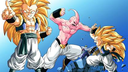 goten ssj3 vs buu sticker poster|dragon ball z poster|anime poster|size:12x18 inch|multicolor Paper Print