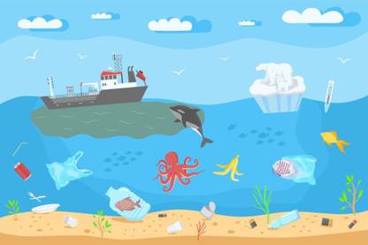 sea pollution and global sticker poster| Paper Print