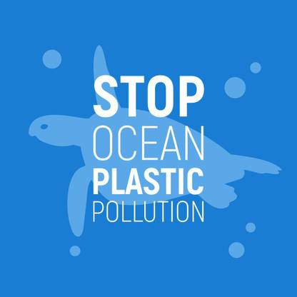 stop ocean plastic sticker poster|save water quotes|environment poster|slogans|size:12x18 inch|multicolor Paper Print