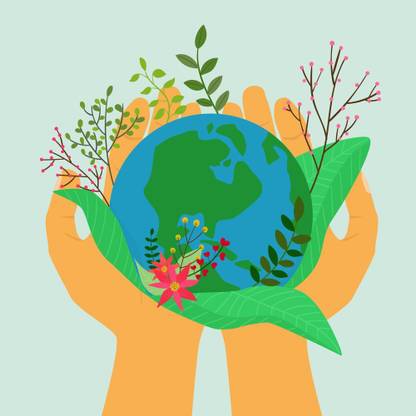 Hands holding planet sticker poster|save environment|NO plastic|save earth|size: Paper Print
