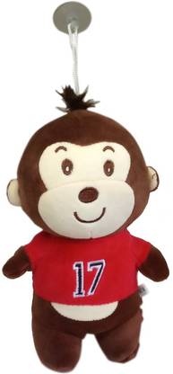 IndusBay Stuffed Soft Plush Cute Monkey Toy Gifting Car hanging Soft Toy Red (6 Inches)  - 6 inch