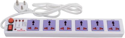 Anchor By Panasonic 6 way Universal with Single Switch Board 6  Socket Extension Boards