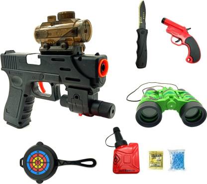 FLICK IN G10 Shooting Gun Toy with Mini Pistol, Water Crystal Bullets and Accessories Guns & Darts