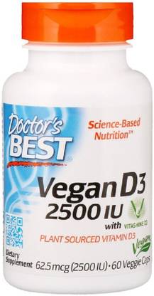 Doctor's Best Vegan D3 with Vitashine D3, 2,500 IU, 60 Veggie Caps