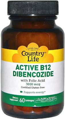 Country Life Active B12 Dibencozide, 3000 mcg, 60 Lozenges