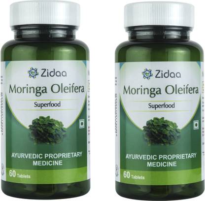 Zidaa Moringa Oleifera Tablets, Natural Multivitamins - Pack of 2 (60 Tablets Each)