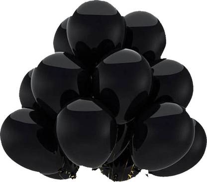 Riit Solid Metallic Balloons for Birthday Decoration (100, Black) Balloon