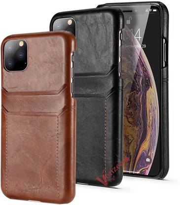VONZEE Back Cover for Apple iPhone 11 Pro Max Card Holder Wallet PU Leather Case Pack of 2