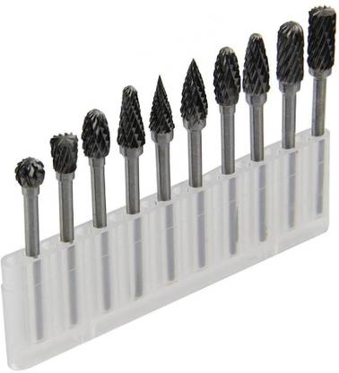 DIY Crafts D2657 Tungsten Carbide Double Cut Rotary Burr Set with 3 mm (1/8 Inch) Shank and 6 mm Rotary Bit Set