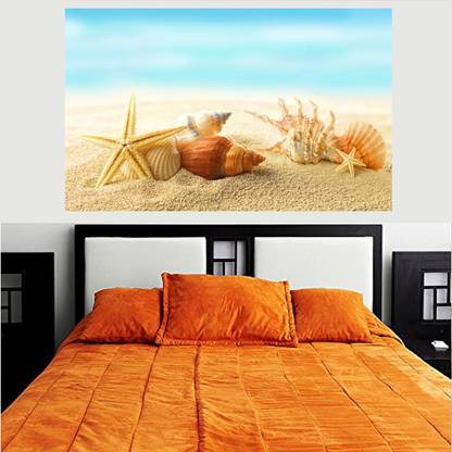 Sea Shell On The Starfish Beach HD Wallpaper No Framed 2ft X 4ft Canvas Art