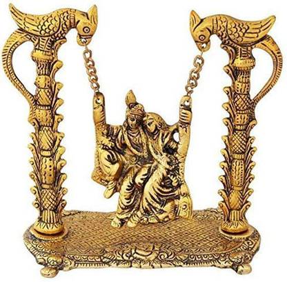Etsi Bitsi Gold Plated Metal Romantic Radha Krishna Swing Table Decor Decorative Showpiece  -  20 cm