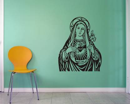 INDIA WALL STICKER 59 cm India Mother Mary Wall Sticker Removable Sticker