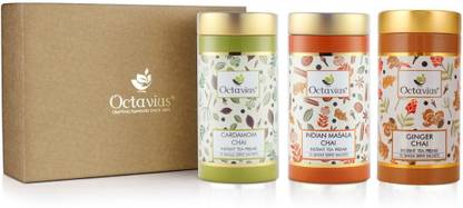 Octavius Gourmet Tea Collection On The Go Range (Three Tin) Assorted Instant Tea Festive Gift Box