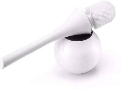 CHHELL Luxury Best Bathroom Toilet Bowl Brushes and Holders Scrubber Set with Stainless Steel Ceramic Base Cleaning Scrubbing Brush Set with Holder